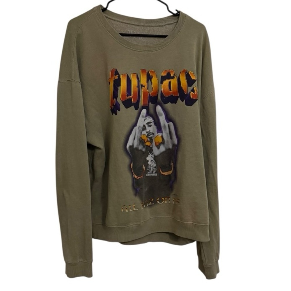 Tupac Shakur 2Pac Vintage All Eyez On Me Sweatshirt Green Crewneck Hip Hop Rap